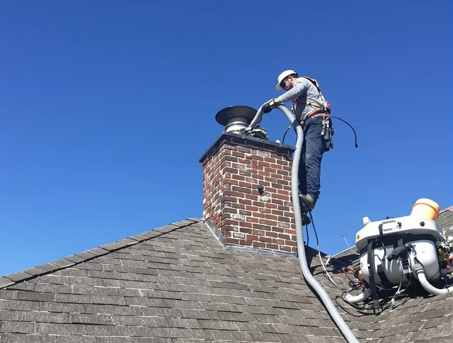 Dedicated Hilton Head Island Chimney Sweep team member cleaning a chimney in Hilton Head Island, SC