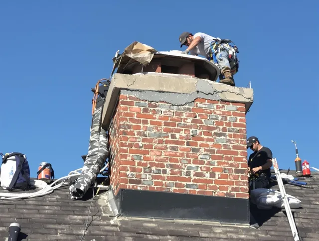 Hilton Head Island Chimney Sweep installing a custom chimney crown in Hilton Head Island, SC