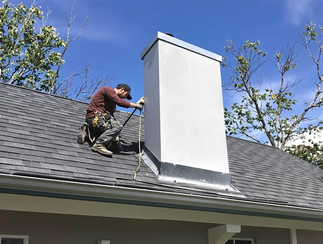 Hilton Head Island Chimney Sweep team member finishing chimney construction in Hilton Head Island, SC
