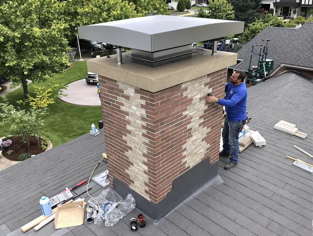 Hilton Head Island Chimney Sweep team working on a custom chimney remodel in Hilton Head Island, SC