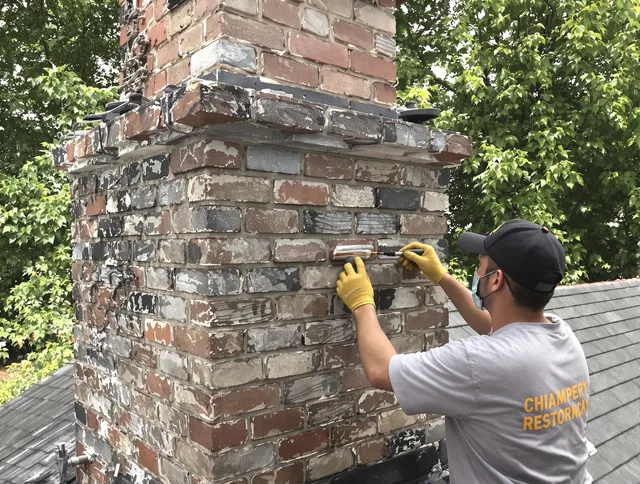 In-progress chimney restoration by Hilton Head Island Chimney Sweep in Hilton Head Island, SC