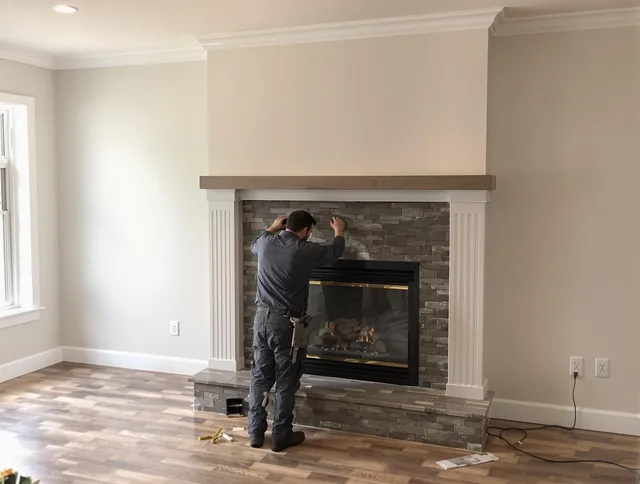 Hilton Head Island Chimney Sweep finishing a custom fireplace install in Hilton Head Island, SC